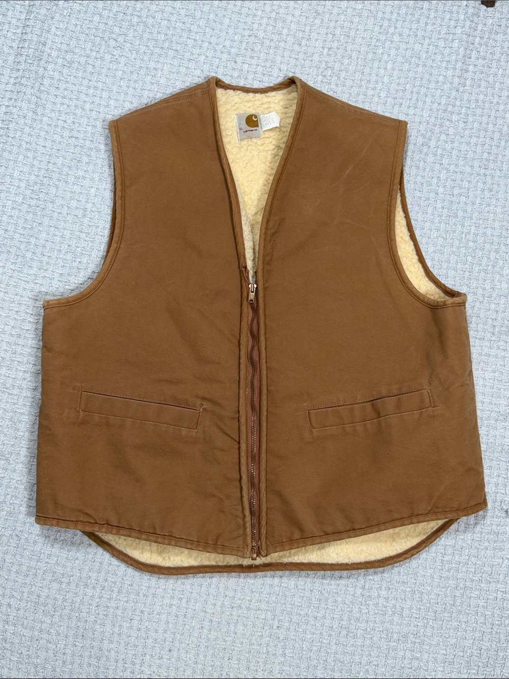 Vtg Carhartt Vest Men Large 6SV Sherpa Lined Work Duck Canvas Made In USA XL
